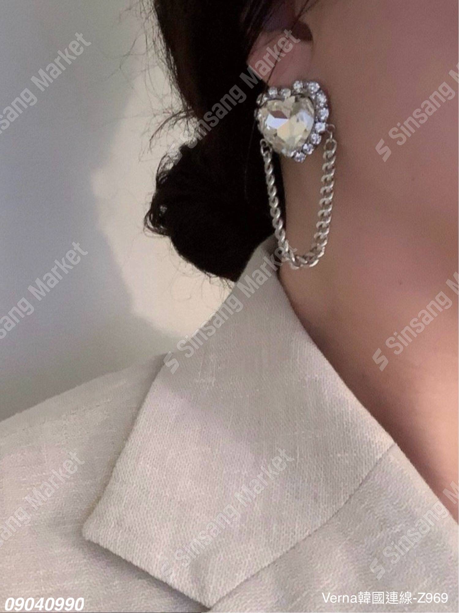 華麗愛心鏈條耳環