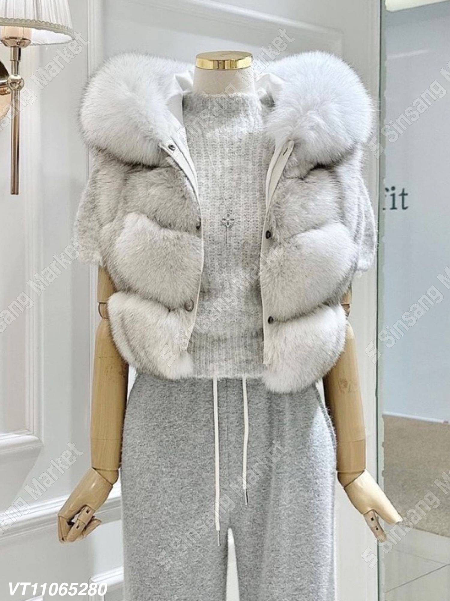 典雅氣質絨毛背心