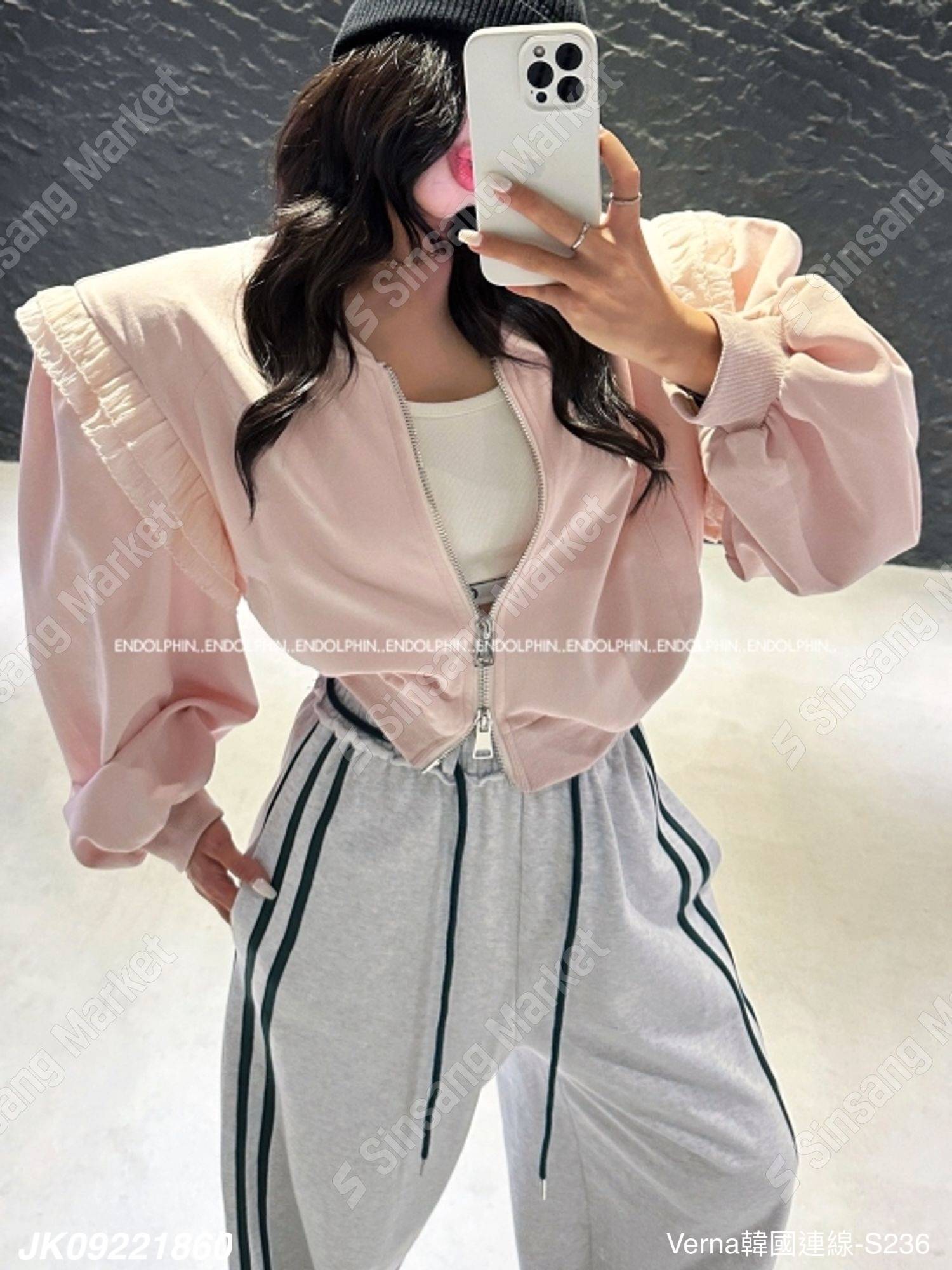 韓風街頭拉鍊短版外套