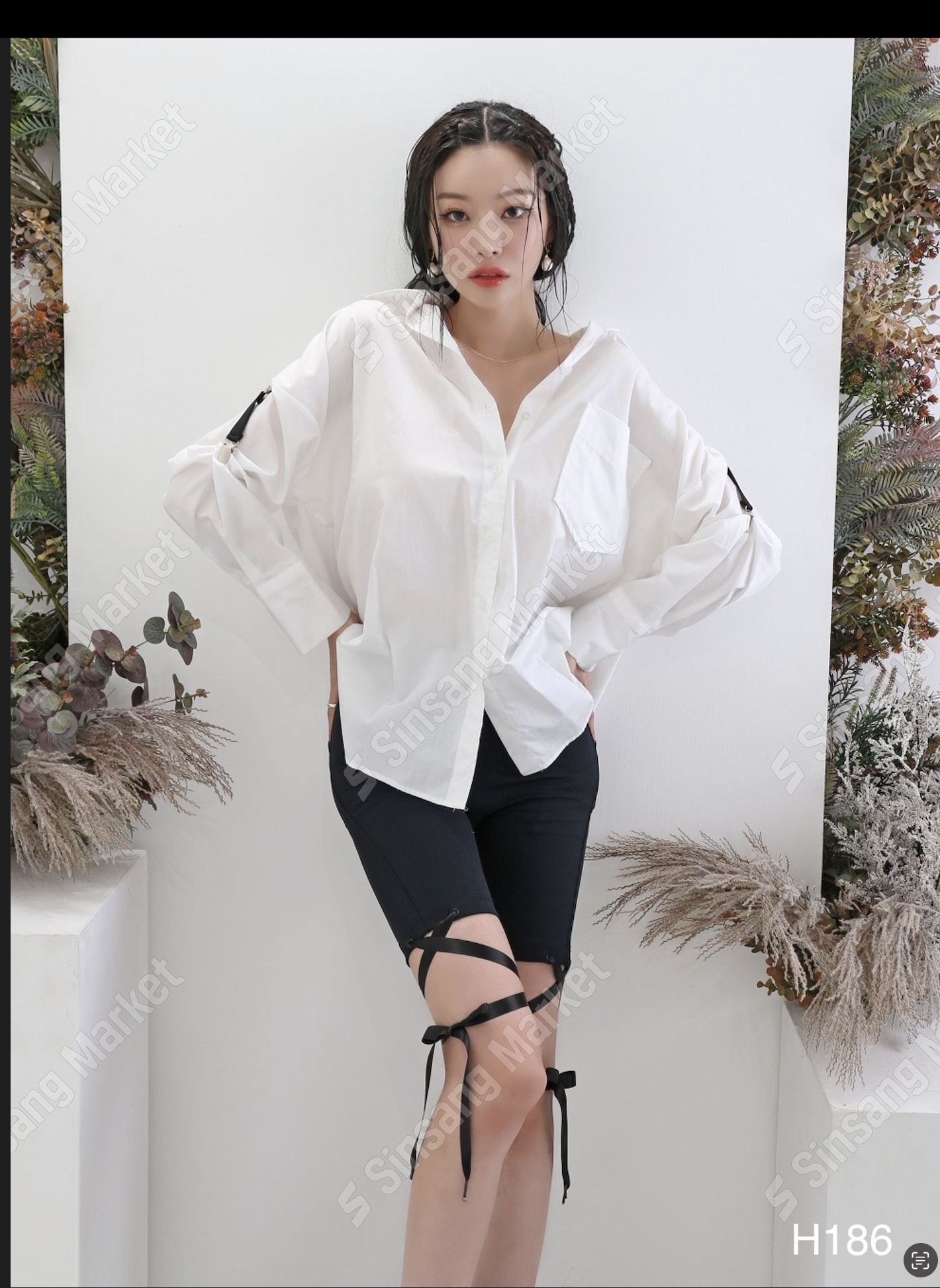 時尚率性皮帶襯衫