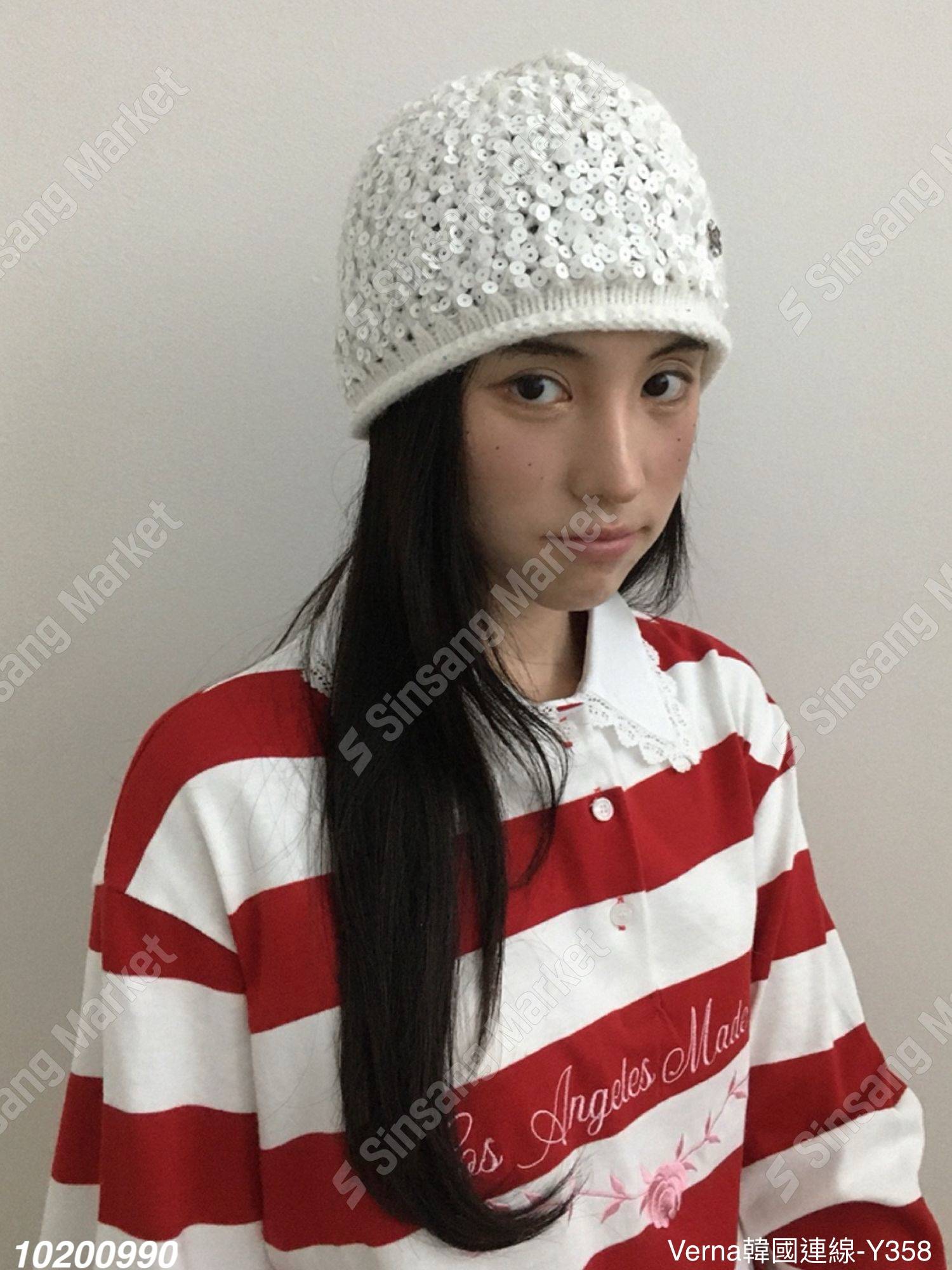 極簡亮片編織毛帽