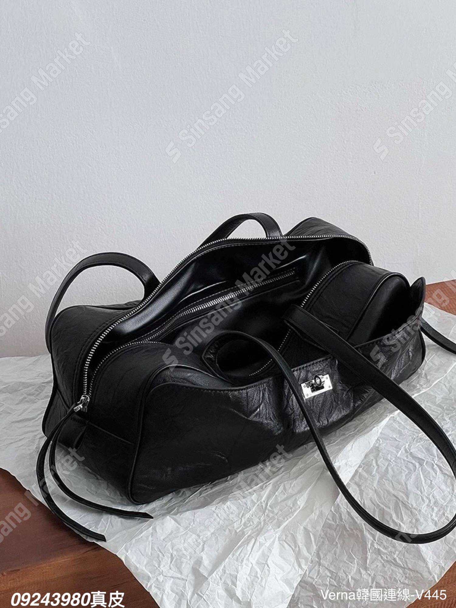 真皮俐落壓紋法棍包