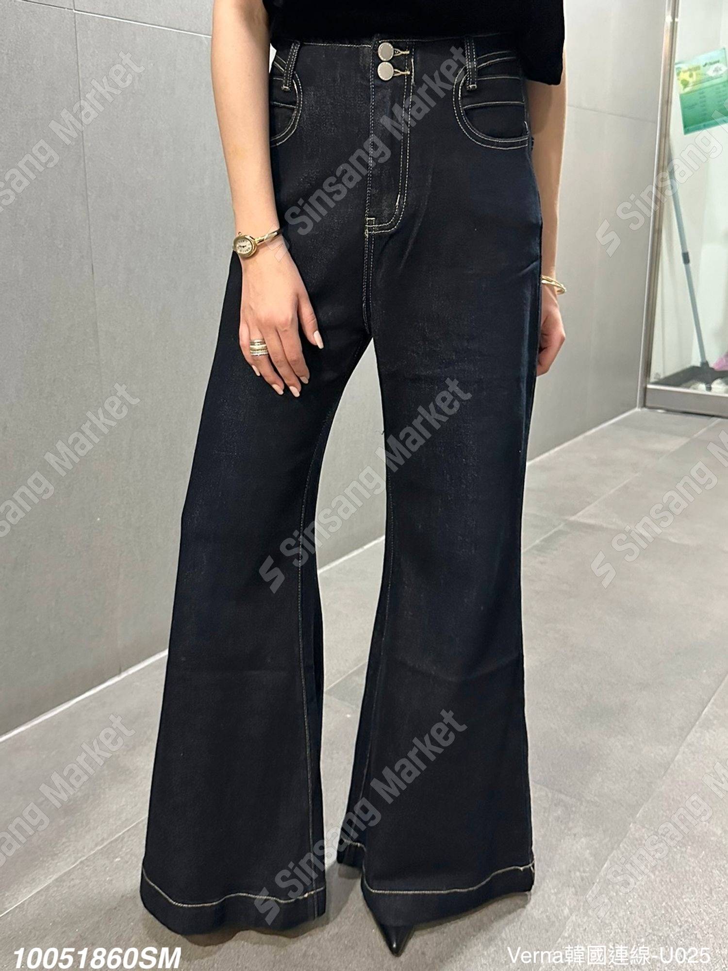 高腰顯瘦牛仔落地褲