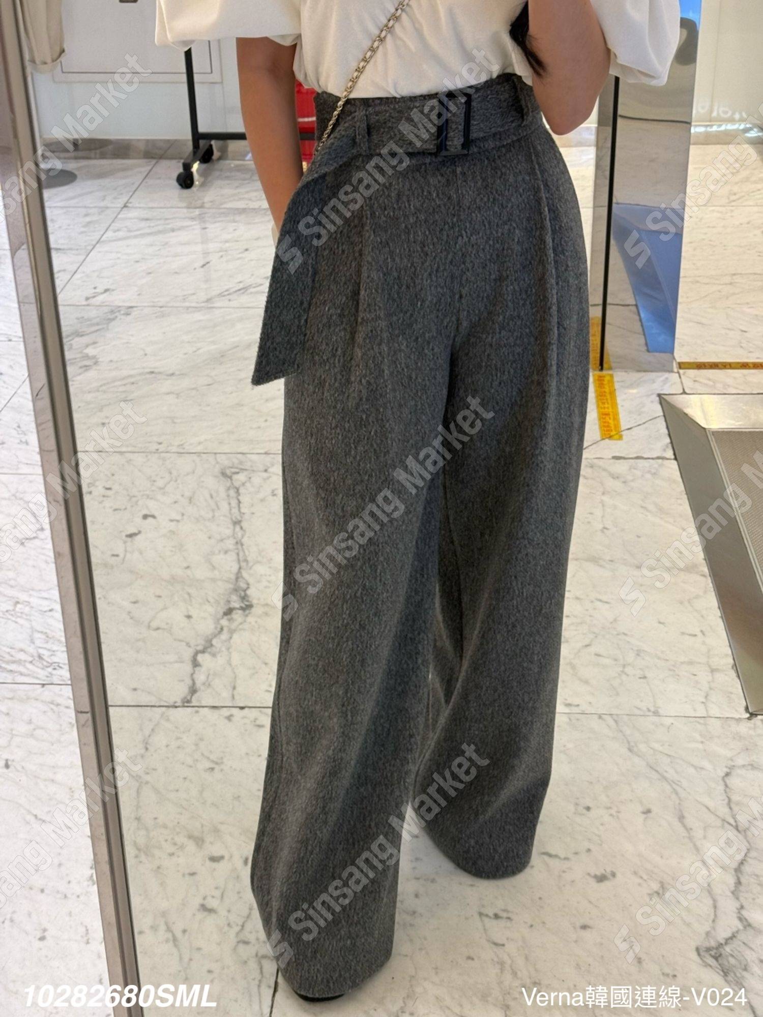 俐落大方高腰落地褲