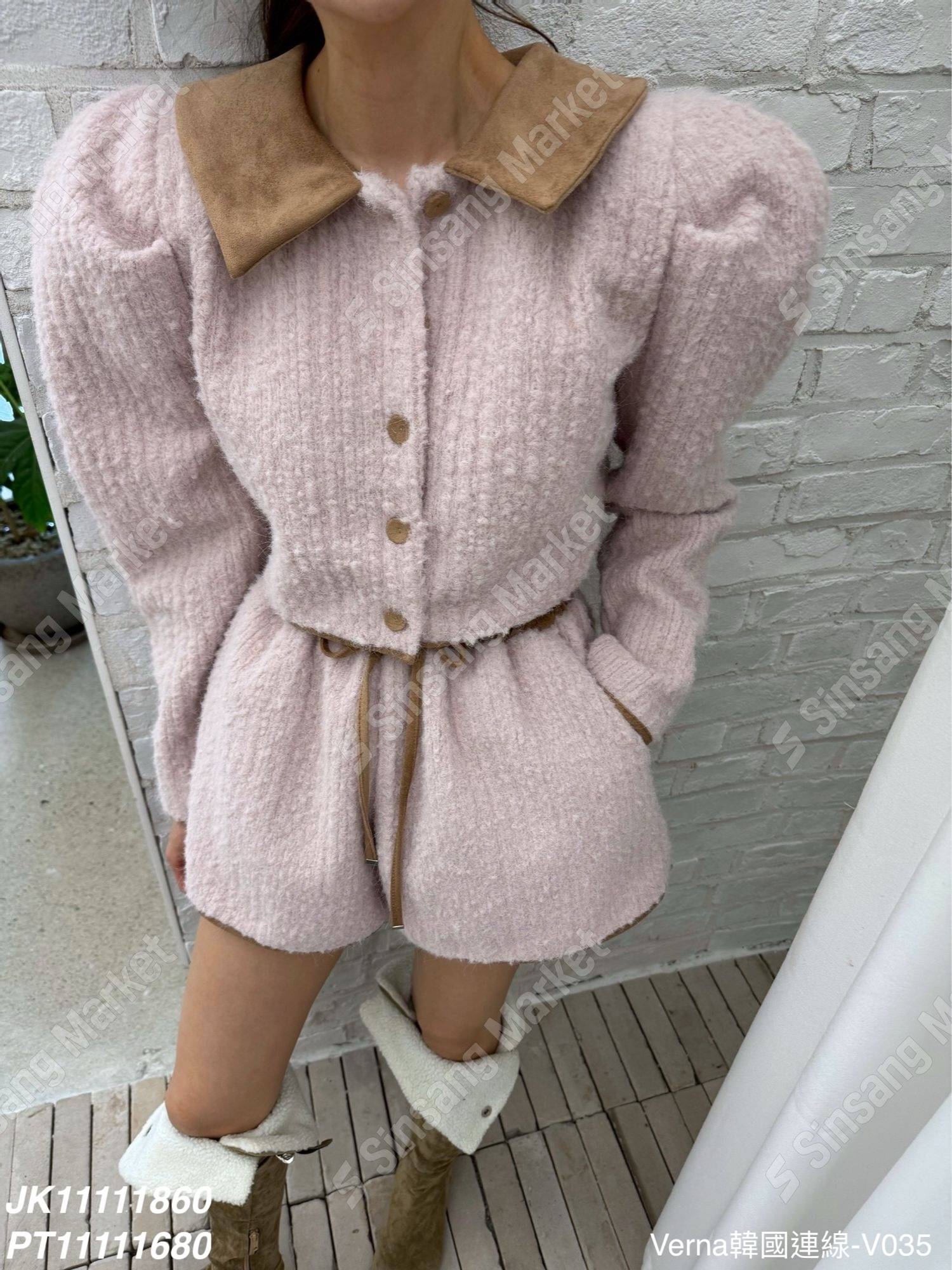 時尚保暖毛料短褲套裝