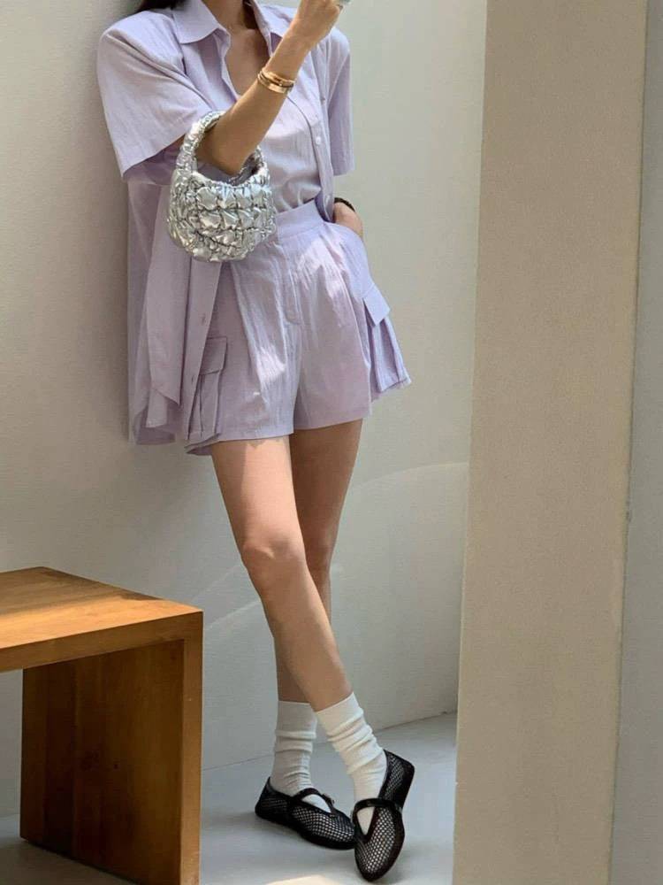 寬鬆休閒襯衫三件套