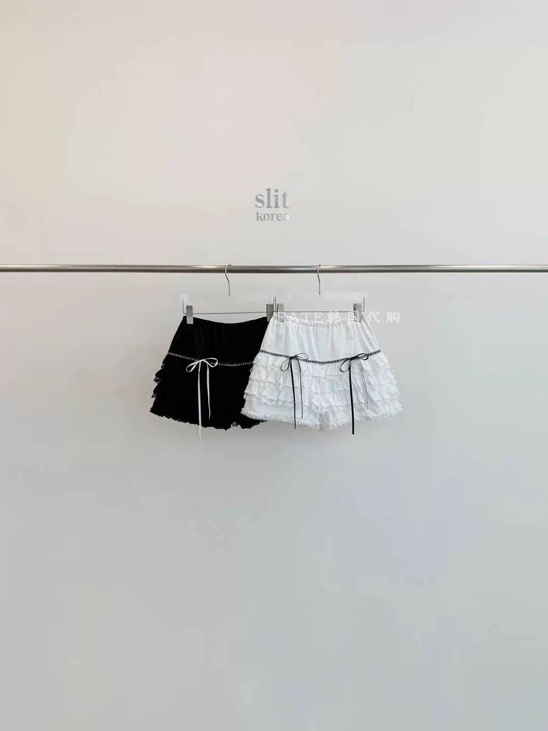 新款蕾絲少女感蓬篷短裙褲