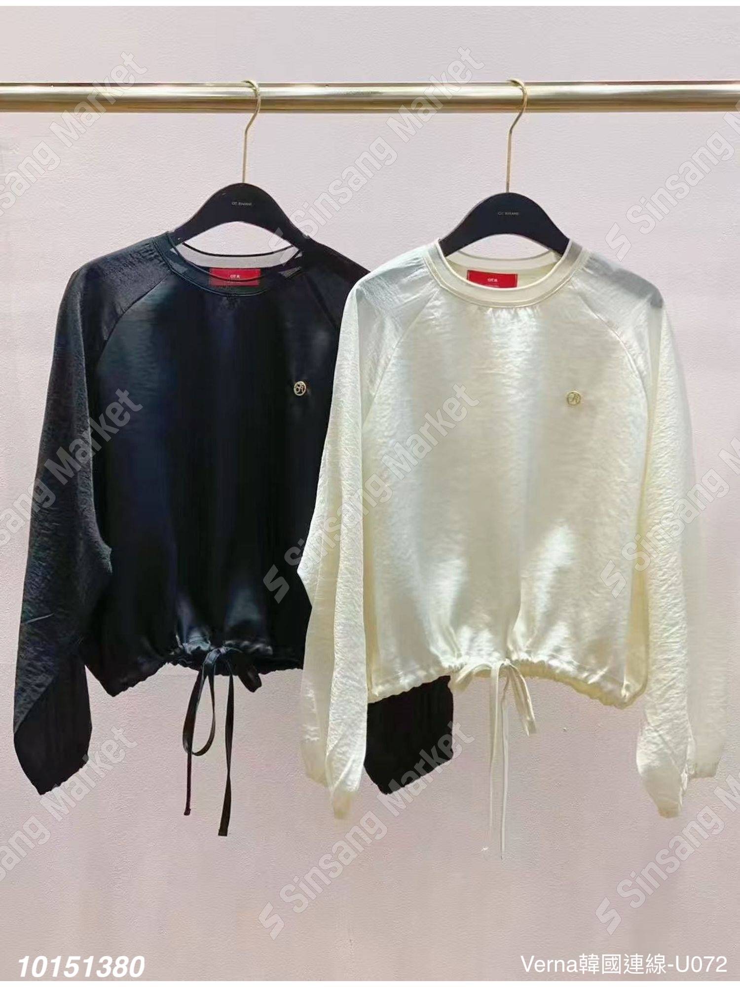 絲光抽繩俐落上衣