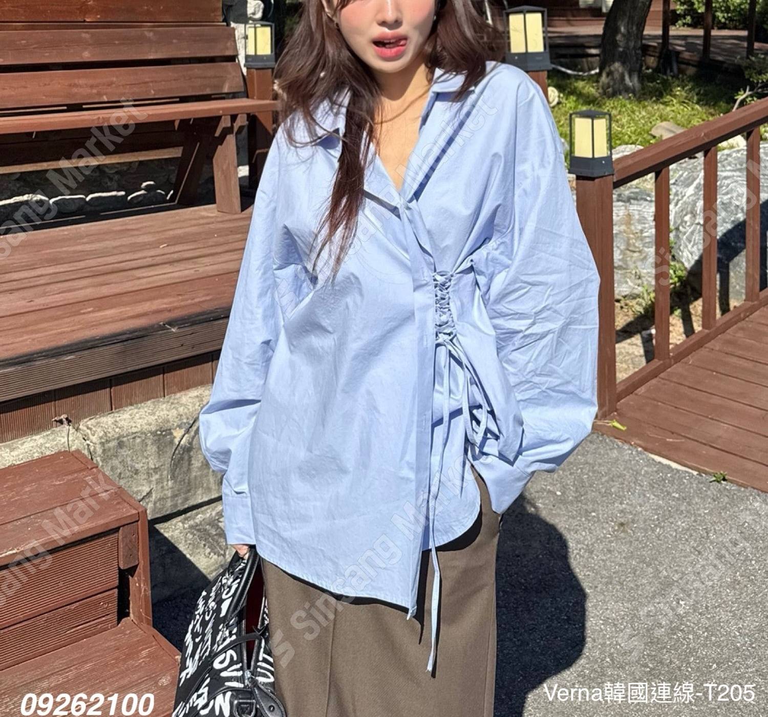 帥氣個性翻領抽繩襯衫