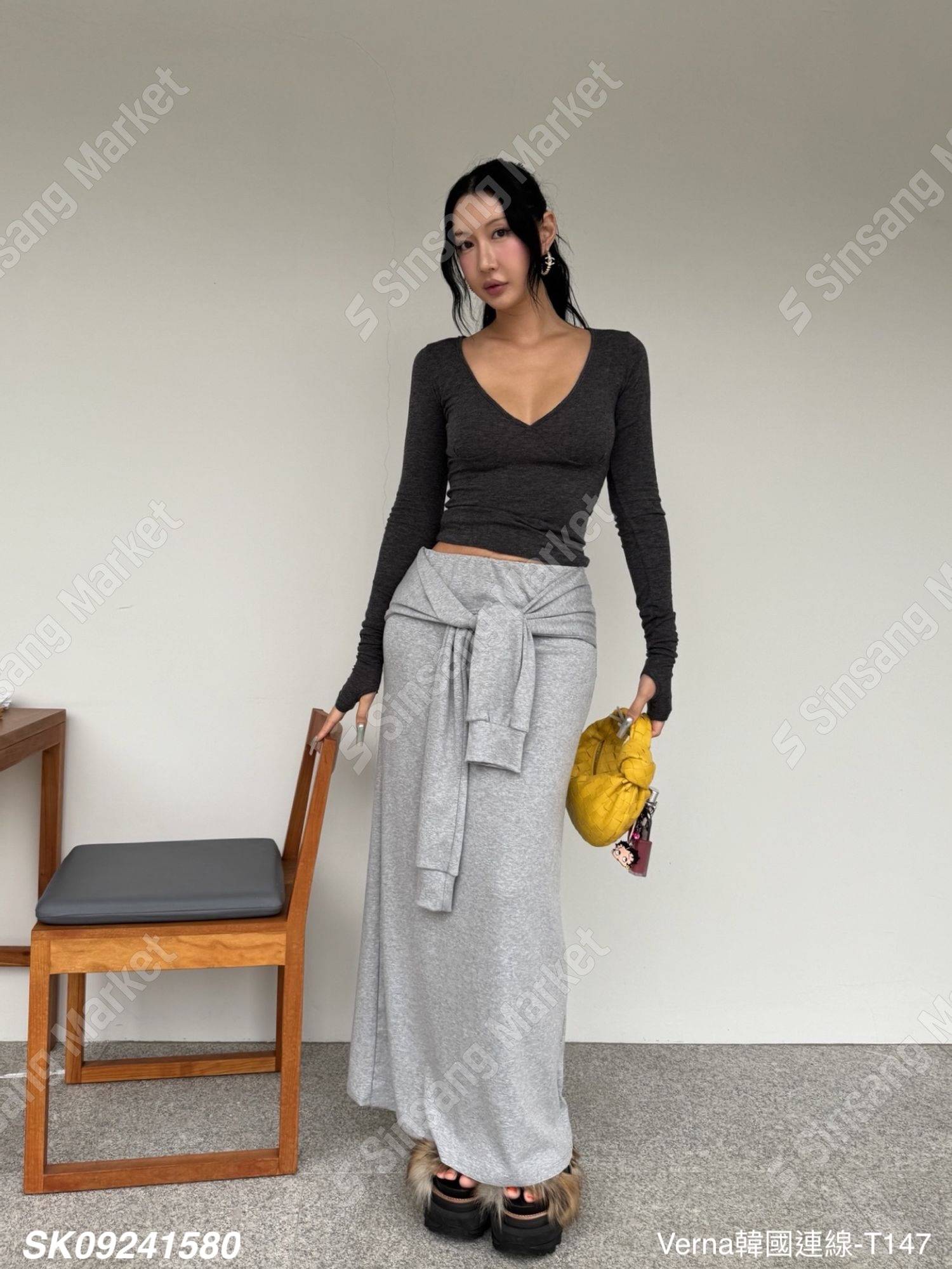 休閒百搭綁帶長裙