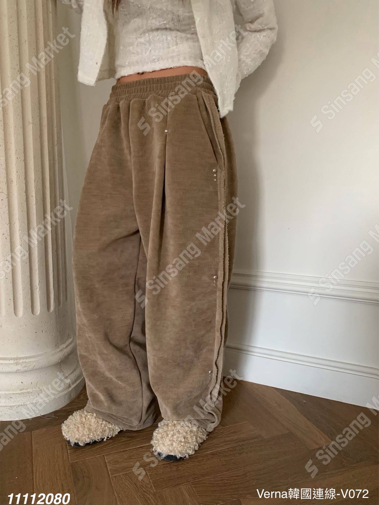 休閒保暖冬季絨面長褲