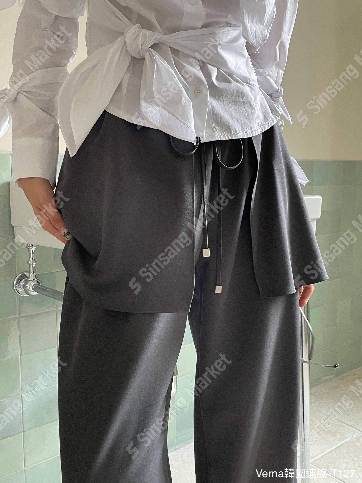 韓系潮流假兩件西裝褲
