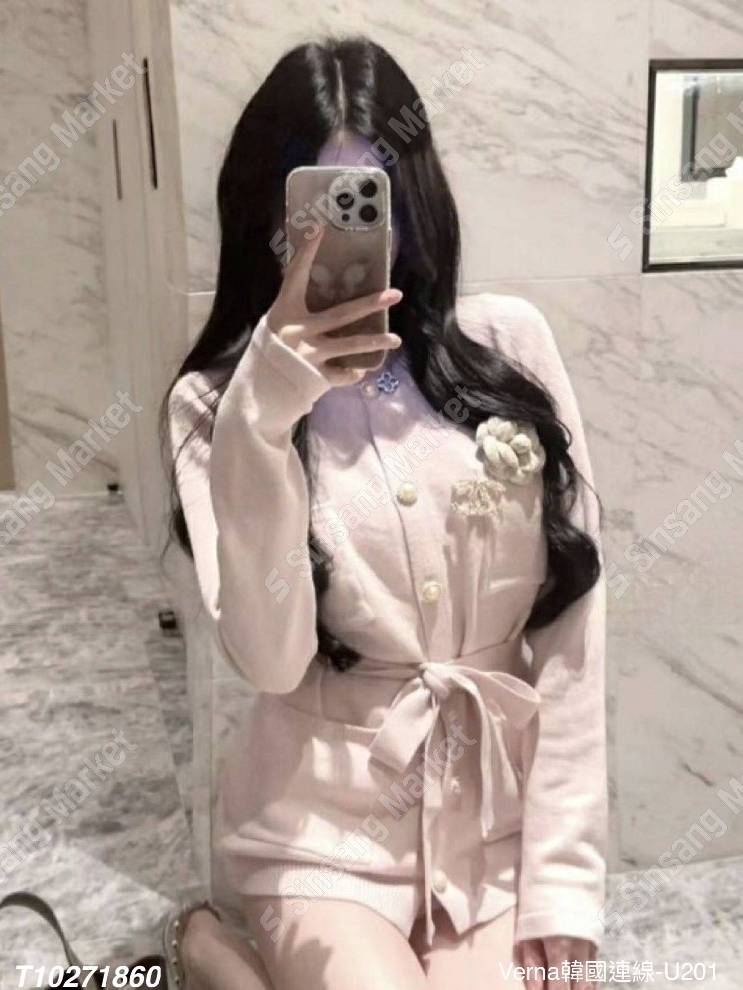 高雅千金排扣綁帶上衣