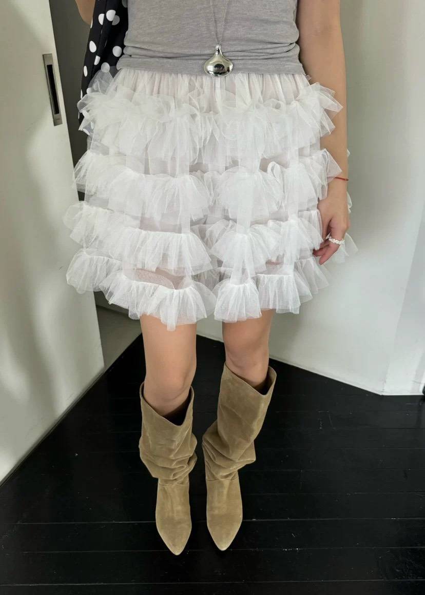 夏季甜美高腰澎澎蛋糕裙