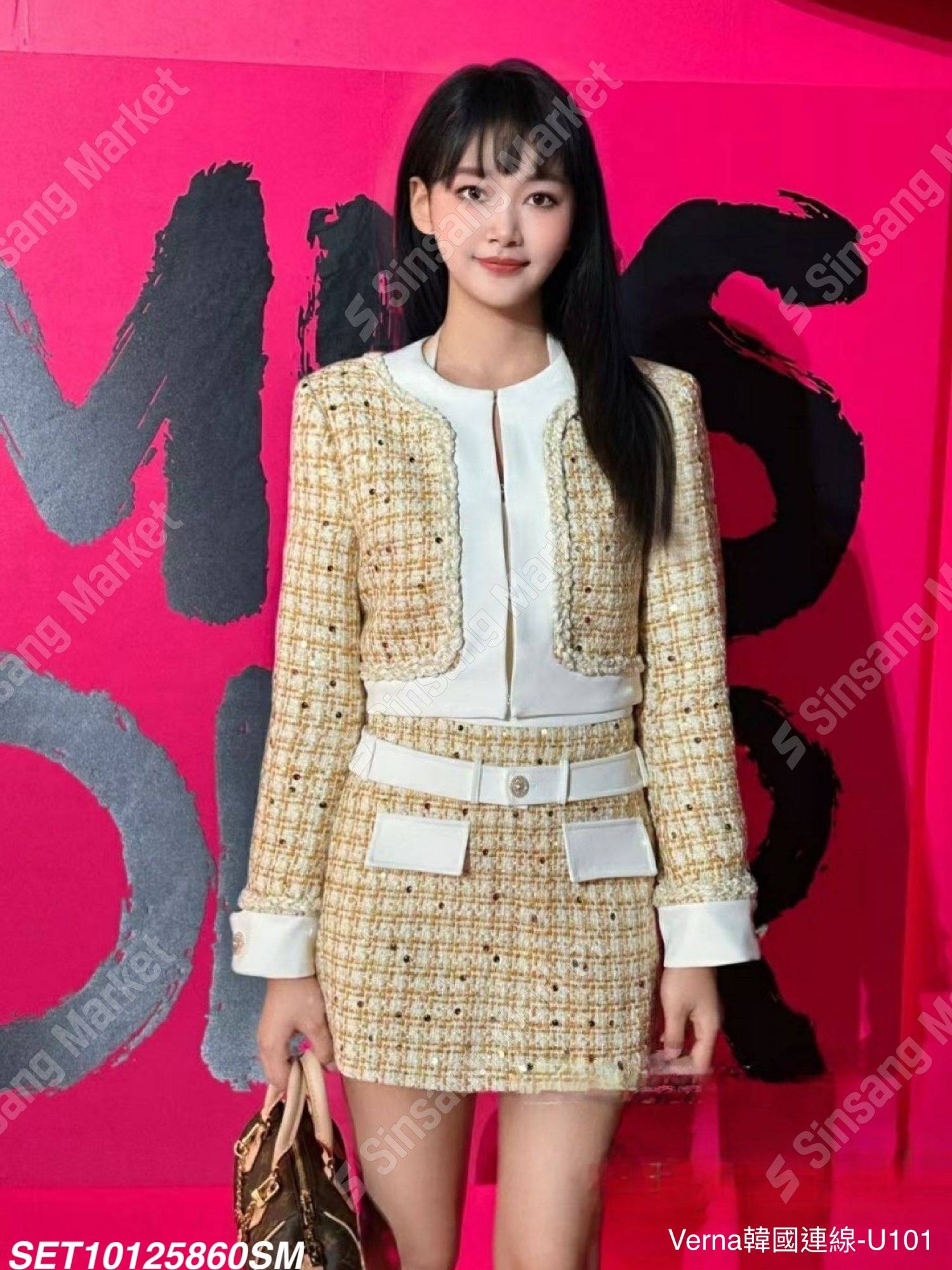 貴氣毛呢短裙套裝