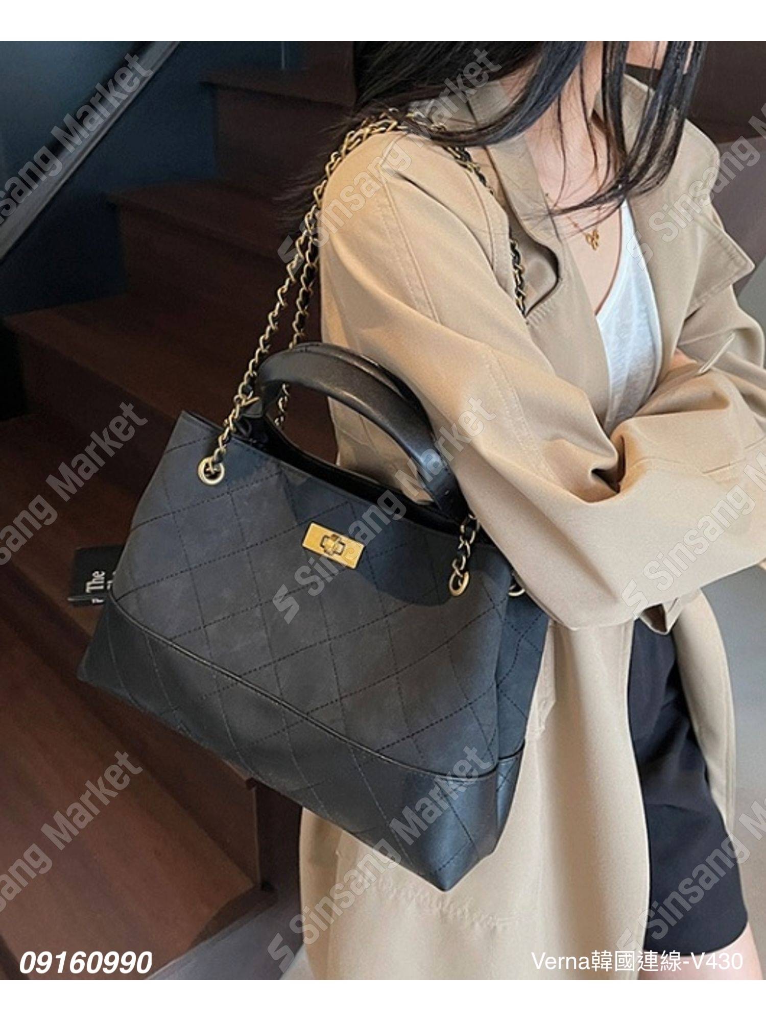 菱格壓紋鏈條兩用包