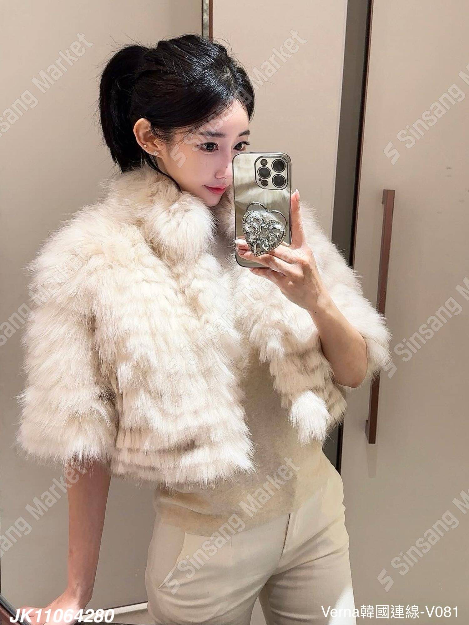 保暖甜美仿兔毛外套