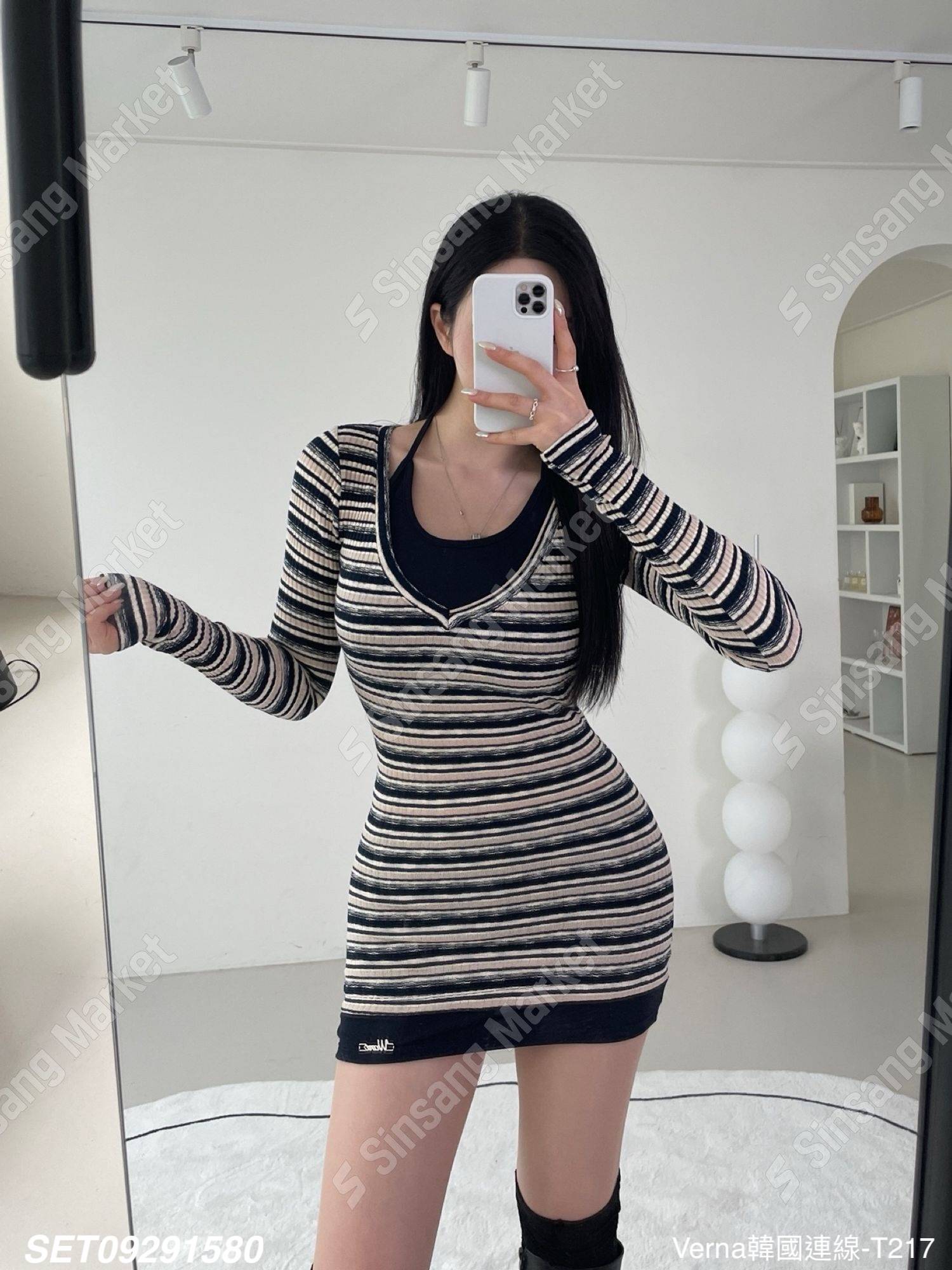 經典假兩件條紋上衣