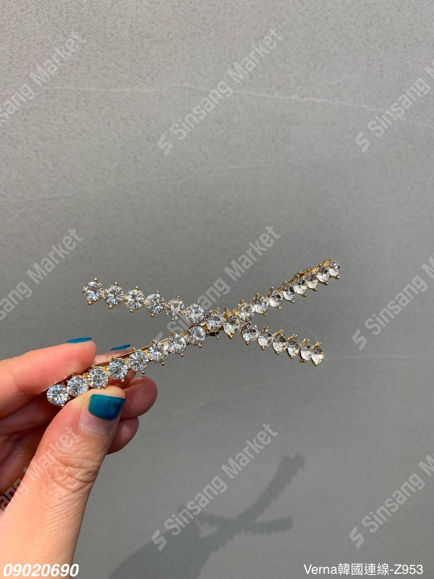 交叉水鑽貴氣髮夾