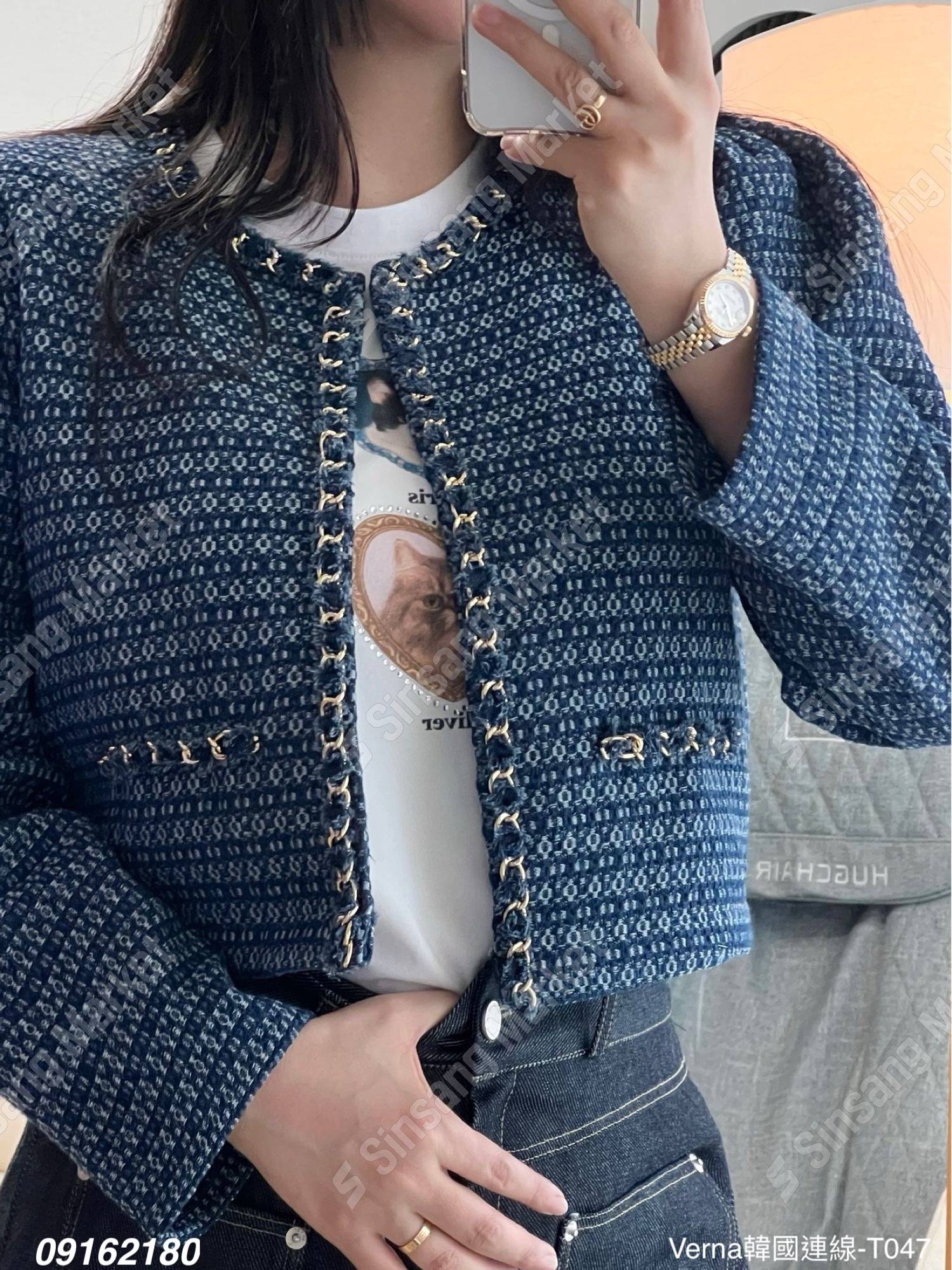 質感鏈條挺版毛呢外套