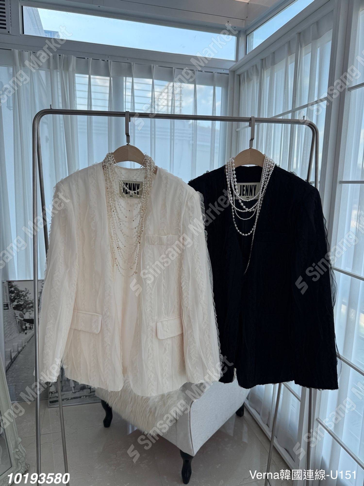 甜美網紗拼接西裝外套