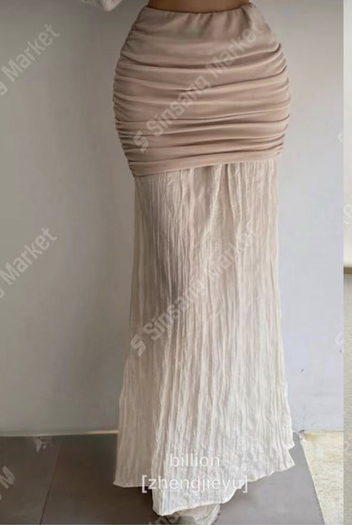 個性側捏摺飄逸長裙