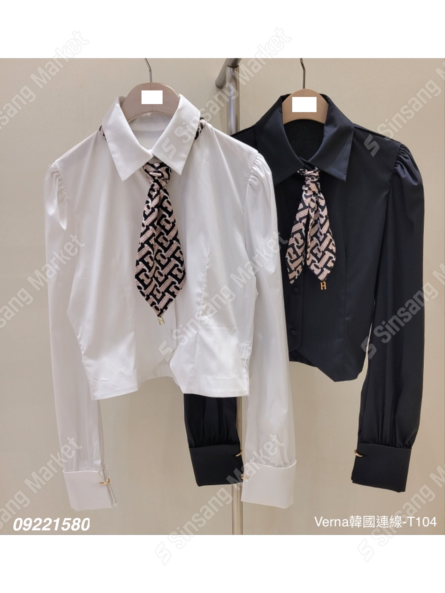 韓系高雅翻領領巾襯衫