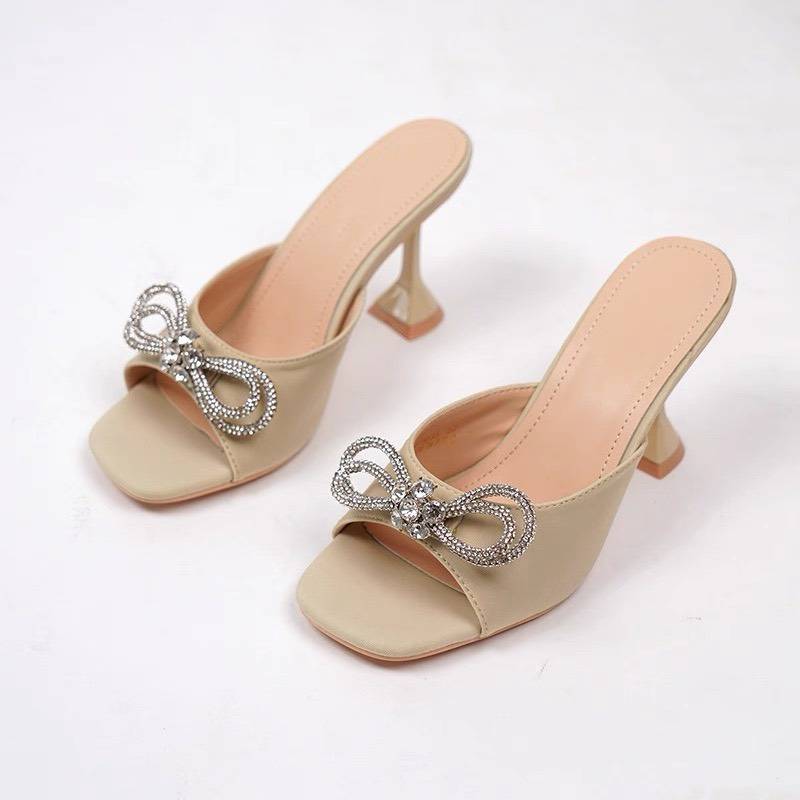 歐美風水鑽露趾蝴蝶結（香檳23.5