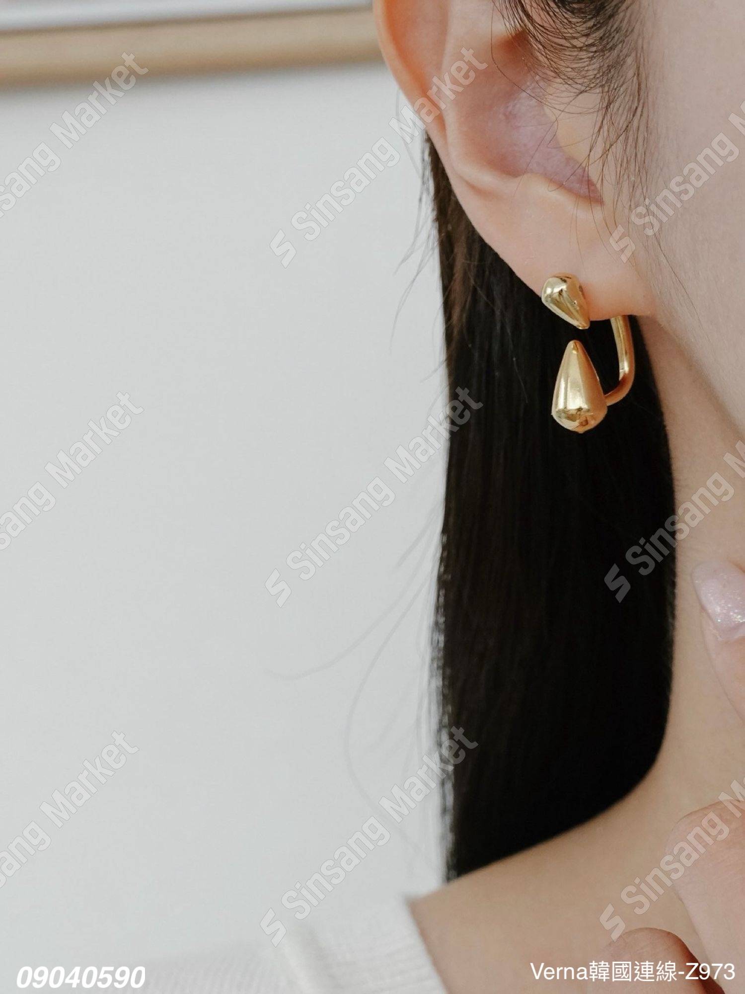 文青簡單水滴型耳環