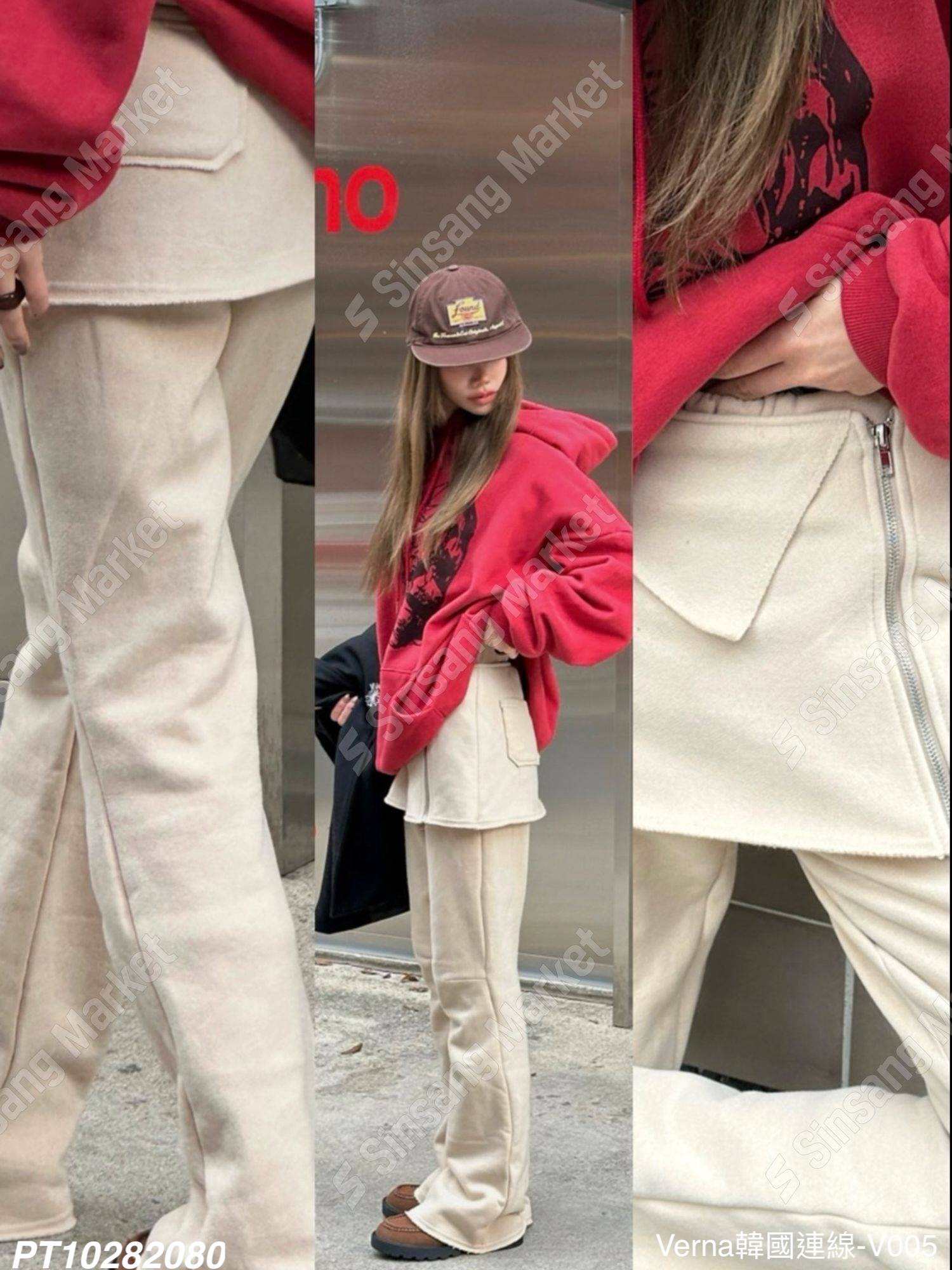 韓系潮流拉鍊假兩件褲裙