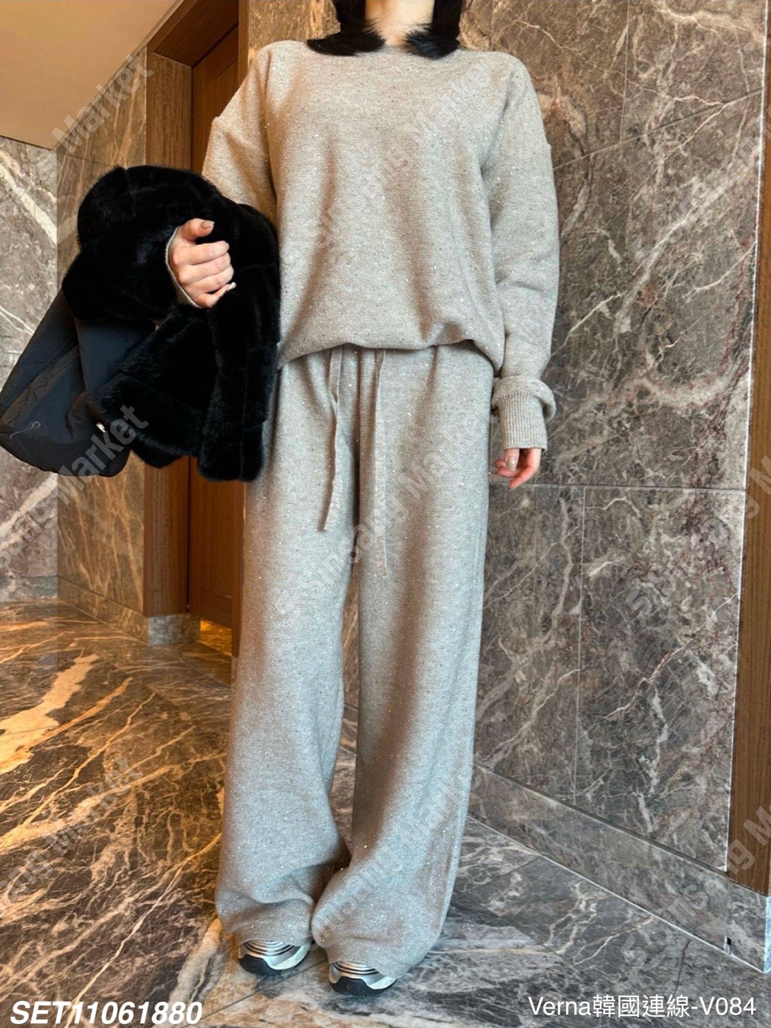 極簡亮麗長褲套裝