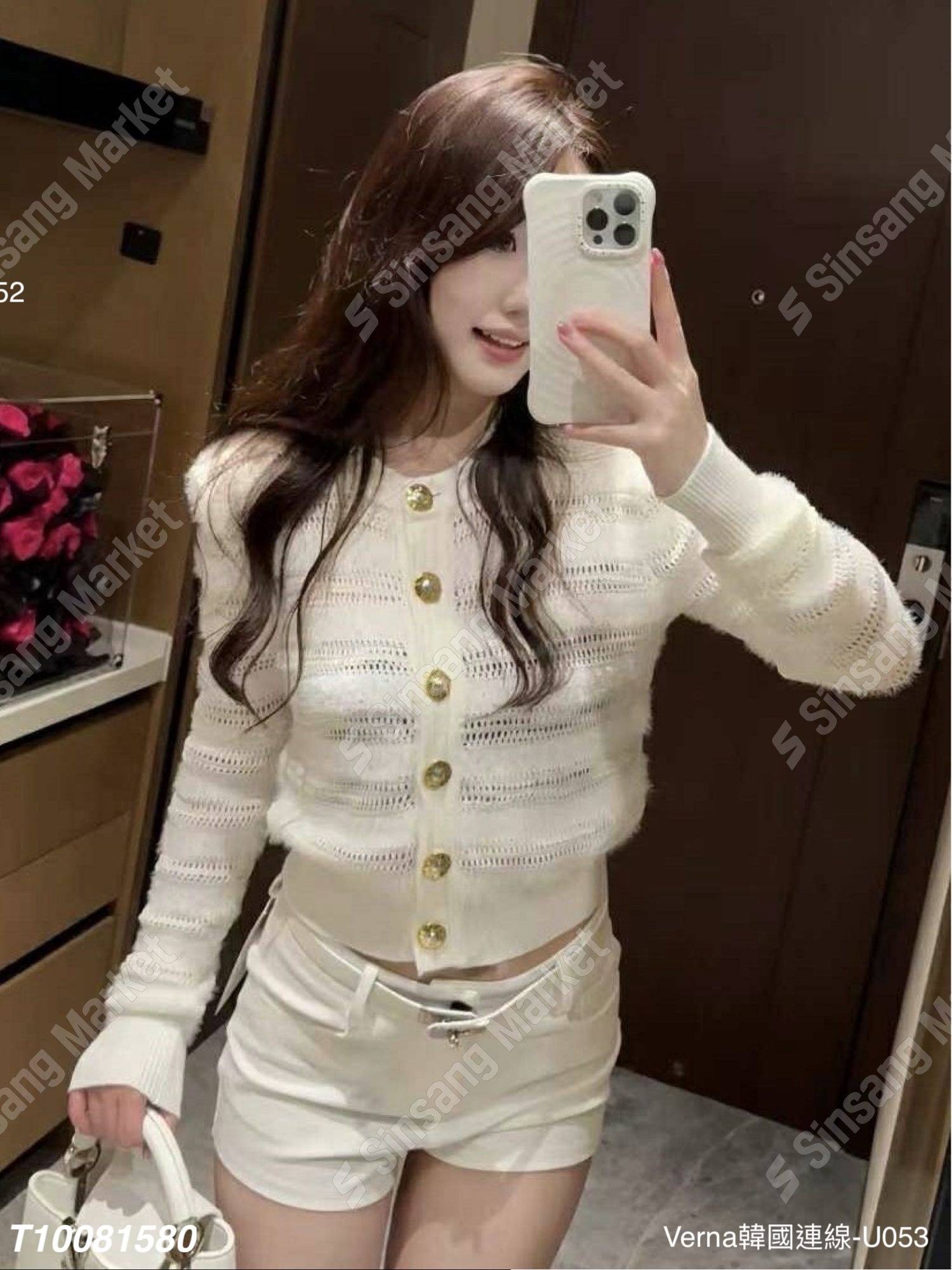 韓風簡約針織縙毛上衣