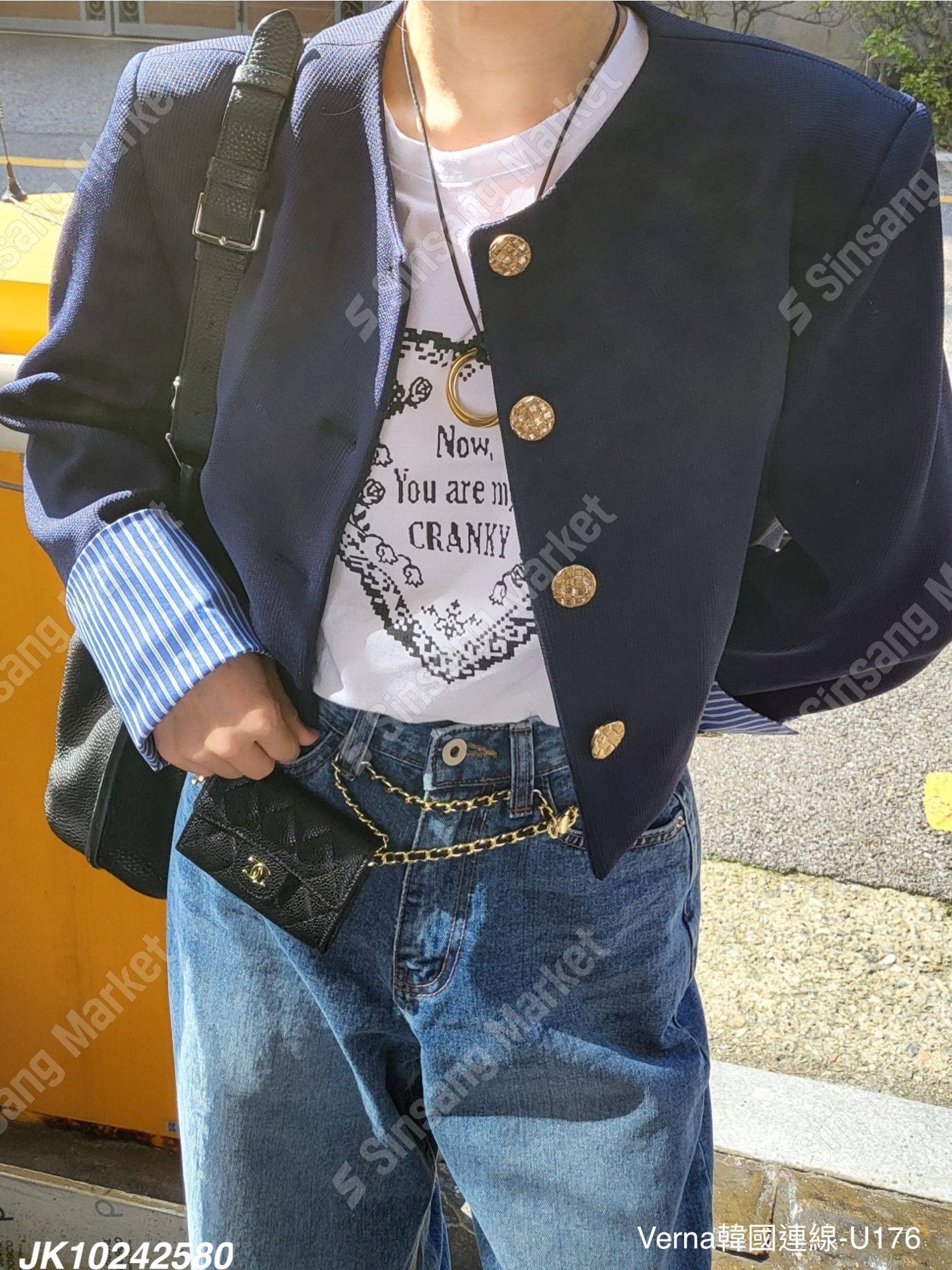 俐落金扣挺版外套