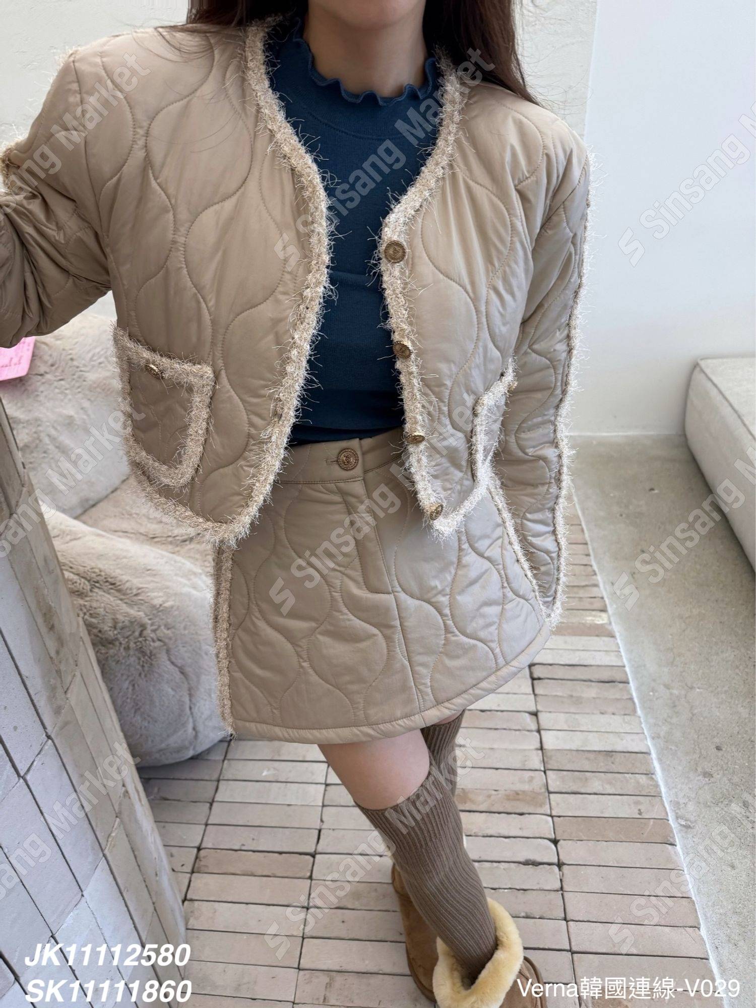 空氣感立體壓紋短裙套裝