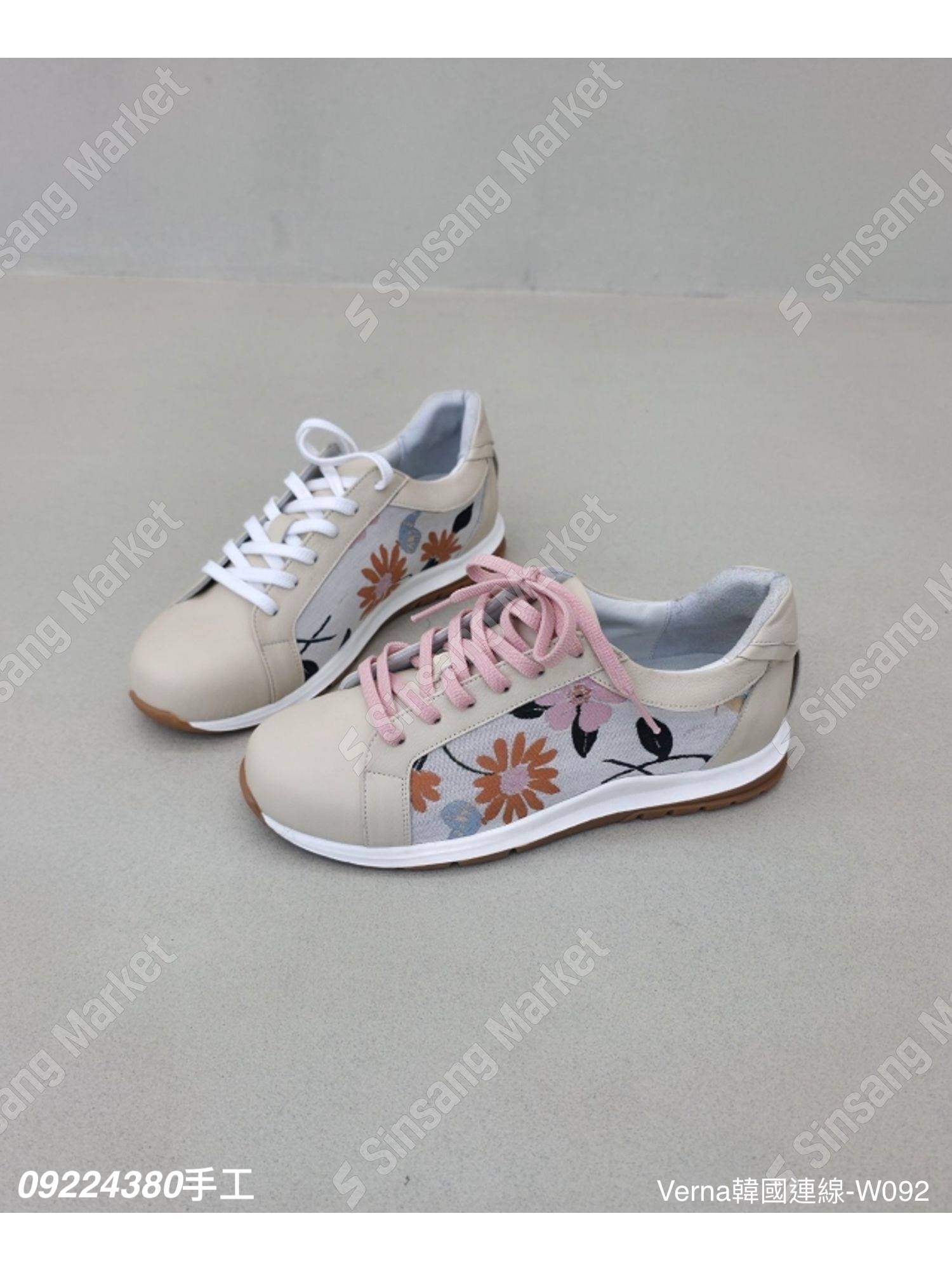 手工復古刺繡綁帶休閒鞋